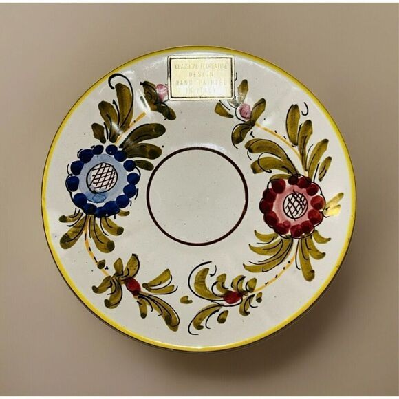 Classical Florentine Design Tea Cup Saucer Hand Painted Italy - Picture 2 of 7